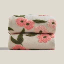 Floral Jacquard Throw Blanket 130cm x 180cm - thumbnail 4