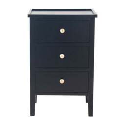 Pacific Chelmsford 3 Drawer Bedside Table, Black Painted Pine - thumbnail 2