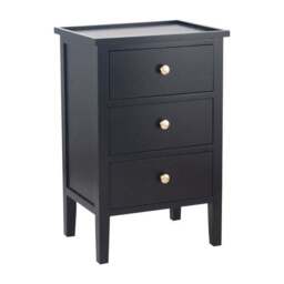 Pacific Chelmsford 3 Drawer Bedside Table, Black Painted Pine - thumbnail 3