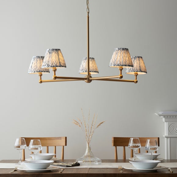 Vogue Javier 5 Light Adjustable Pendant Light with Grey Leaf Lamp Shades - image 1