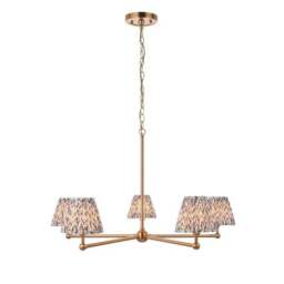 Vogue Javier 5 Light Adjustable Pendant Light with Grey Leaf Lamp Shades - thumbnail 5