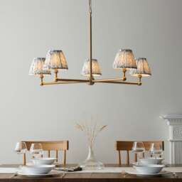 Vogue Javier 5 Light Adjustable Pendant Light with Grey Leaf Lamp Shades