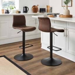 Venice Adjustable Height Swivel Bar Stool, Faux Leather - thumbnail 2