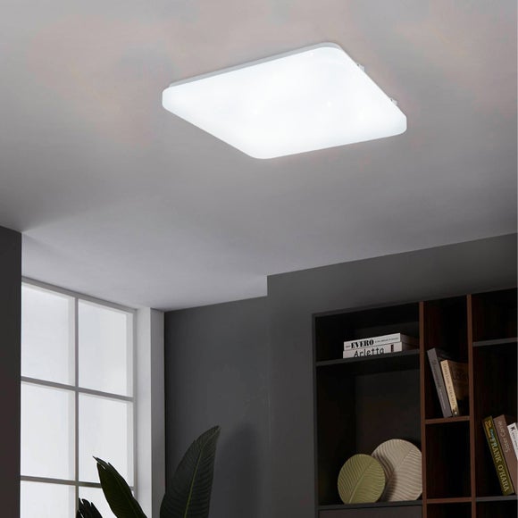 EGLO Frania-S 28cm LED Square Crystal Effect Flush Wall and Ceiling Light - image 1
