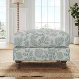 Flori Woven Floral Fabric Footstool - thumbnail 2