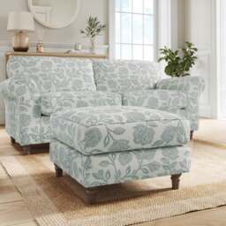 Flori Woven Floral Fabric Footstool - thumbnail 1