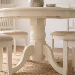 Stanmore 4 Seater Round Dining Table with 4 Chairs, Off White - thumbnail 5
