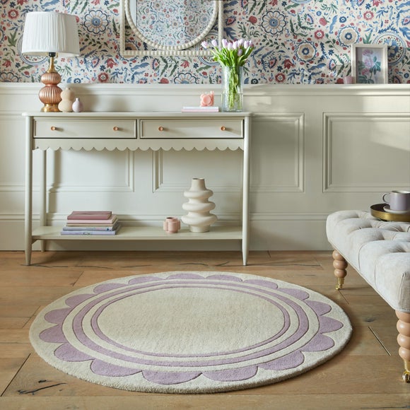 Lois Scallop Border Wool Circle Rug - image 1