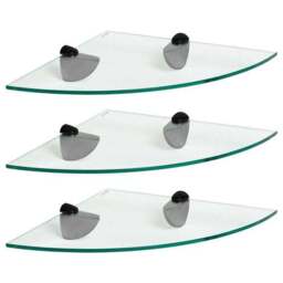 Set of 3 Harbour Housewares Glass Corner Shelves, 30cm - thumbnail 3