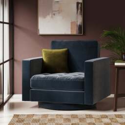 Zoe Velvet Swivel Chair - thumbnail 1