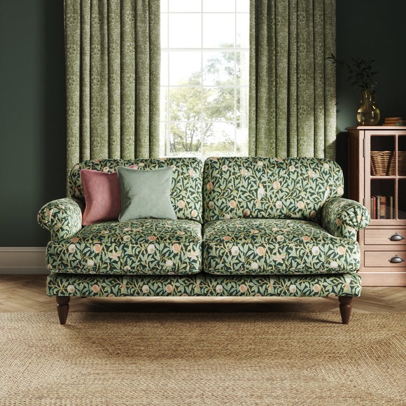 Jolene William Morris Bird & Pomegranate Print Velvet 3 Seater Sofa - image 1