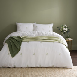 Izara Embroidered Microfibre Duvet Cover & Pillowcase Set