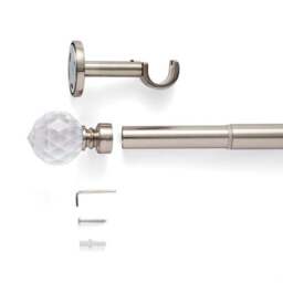 Faceted Ball Extendable Metal Eyelet Curtain Pole - thumbnail 2