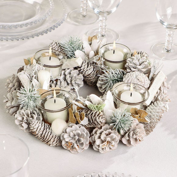 Winter Frost Candle Holder Wreath - image 1