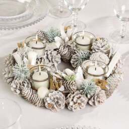 Winter Frost Candle Holder Wreath
