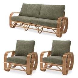 Desser Pretzel Rattan 3 Seater Sofa & 2 Chairs Set - thumbnail 2