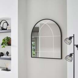 Cora Arched Etched Window Indoor Outdoor Wall Mirror