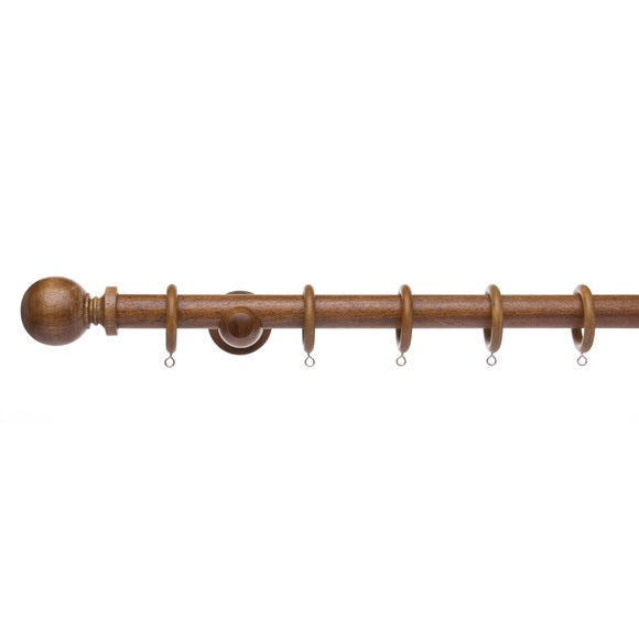 Ashton Fixed Wooden Curtain Pole with Rings