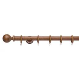 Ashton Fixed Wooden Curtain Pole with Rings - thumbnail 1