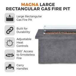 Tower Magna H60cm Rectangular Gas Fire Pit, Grey - thumbnail 2