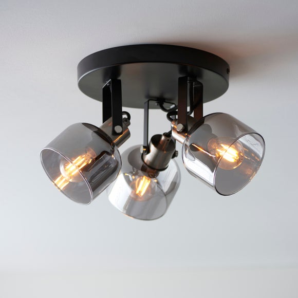 Palazzo Smoked Glass 3 Light Semi Flush Spotlight - image 1