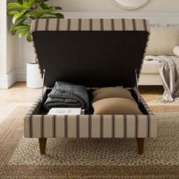 Zoe Folkstone Stripe Square Storage Footstool - thumbnail 2