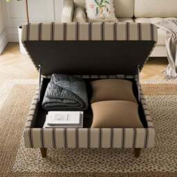 Zoe Folkstone Stripe Square Storage Footstool - thumbnail 3
