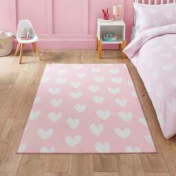 Catherine Lansfield Kids Hearts Rug - thumbnail 1