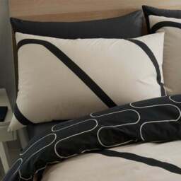 Catherine Lansfield Linear Curve Geometric Black Reversible Duvet Cover & Pillowcase Set - thumbnail 3