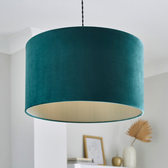 Ticking Stripe Velvet Drum Lamp Shade - image 1