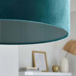 Ticking Stripe Velvet Drum Lamp Shade - thumbnail 4