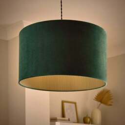 Ticking Stripe Velvet Drum Lamp Shade - thumbnail 2