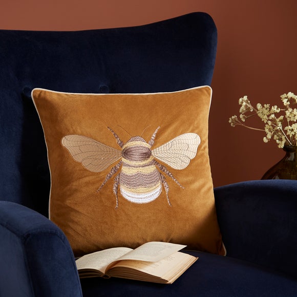 Embroidered Bee Square Cushion - image 1