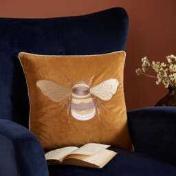 Embroidered Bee Square Cushion - thumbnail 1