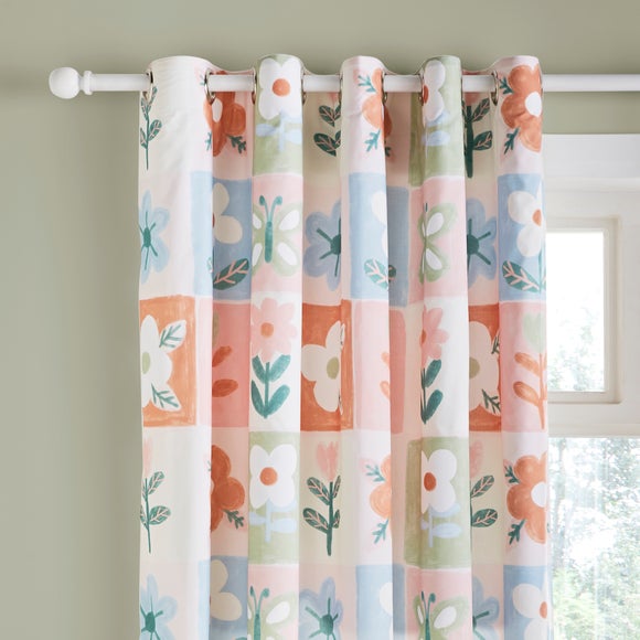 Patchwork Floral Blackout Eyelet Curtains - image 1