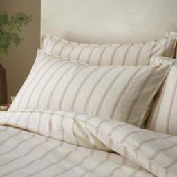 Hoveton Stripe Cotton Linen Duvet Cover & Pillowcase Set - thumbnail 2