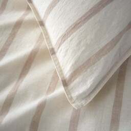 Hoveton Stripe Cotton Linen Duvet Cover & Pillowcase Set - thumbnail 3