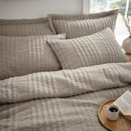 Pineapple Elephant Tamba Jersey Stripe Reversible Natural Oxford Pillowcase Pair - thumbnail 1