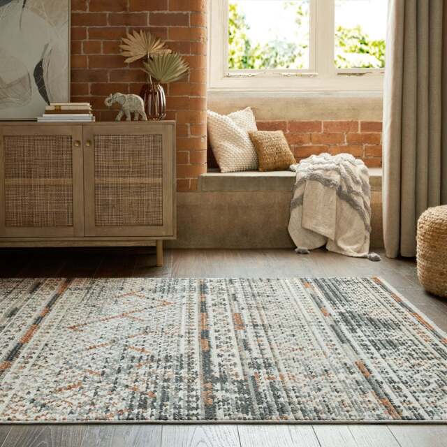 Spencer Flatweave Rug Orange/Grey/White