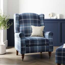 Oswald Grande Check Wingback Armchair - thumbnail 1