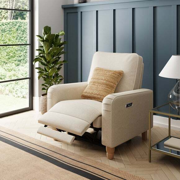 Beatrice Luna Fabric Power Recliner Armchair, Natural by Dunelm