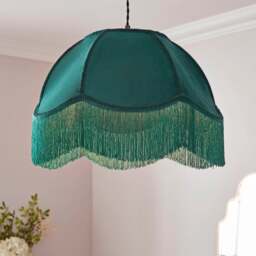 Carmona Fringed Velvet Lamp Shade - thumbnail 1