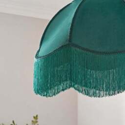 Carmona Fringed Velvet Lamp Shade - thumbnail 3
