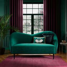 Aubery Velvet Curved 2 Seater Sofa - thumbnail 1