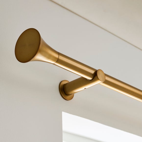 Flush Trumpet Fixed Metal Curtain Pole with Rings - image 1