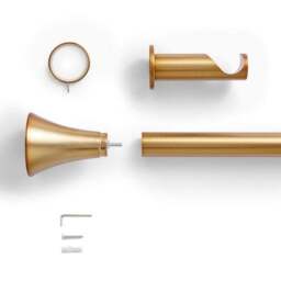 Flush Trumpet Fixed Metal Curtain Pole with Rings - thumbnail 2
