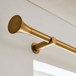 Flush Trumpet Fixed Metal Curtain Pole with Rings - thumbnail 1
