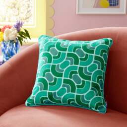 Sophie Robinson Wave Stitch Crewel Square Cushion - thumbnail 1