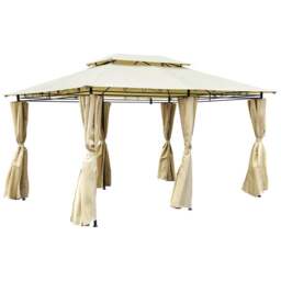 3m x 4m Steel Art Gazebo with Side Curtains - thumbnail 1