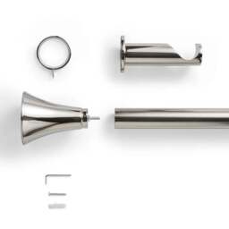 Flush Trumpet Fixed Metal Curtain Pole with Rings - thumbnail 2